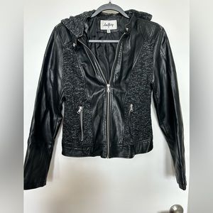 Faux, leather jacket. Black and gray.